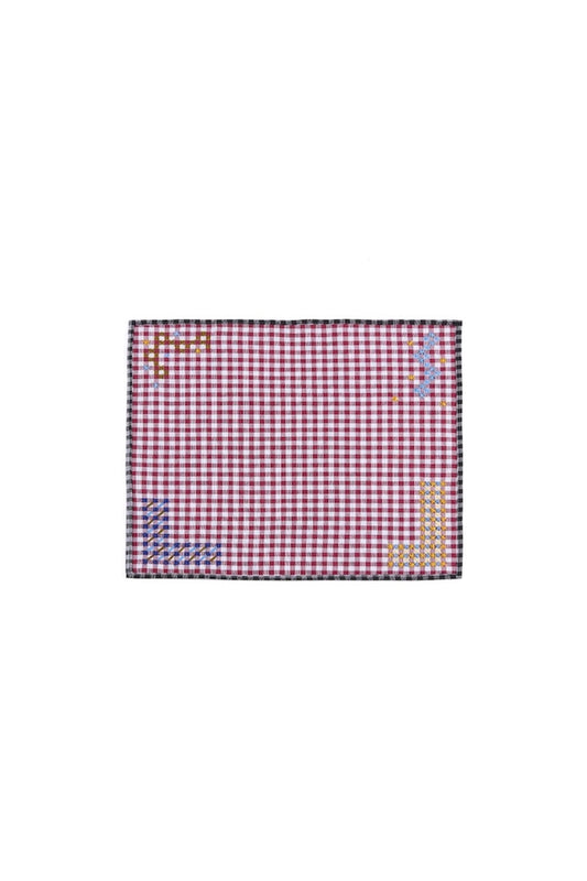 S/2 Estrellas Embroidered Placemat - Burgundy