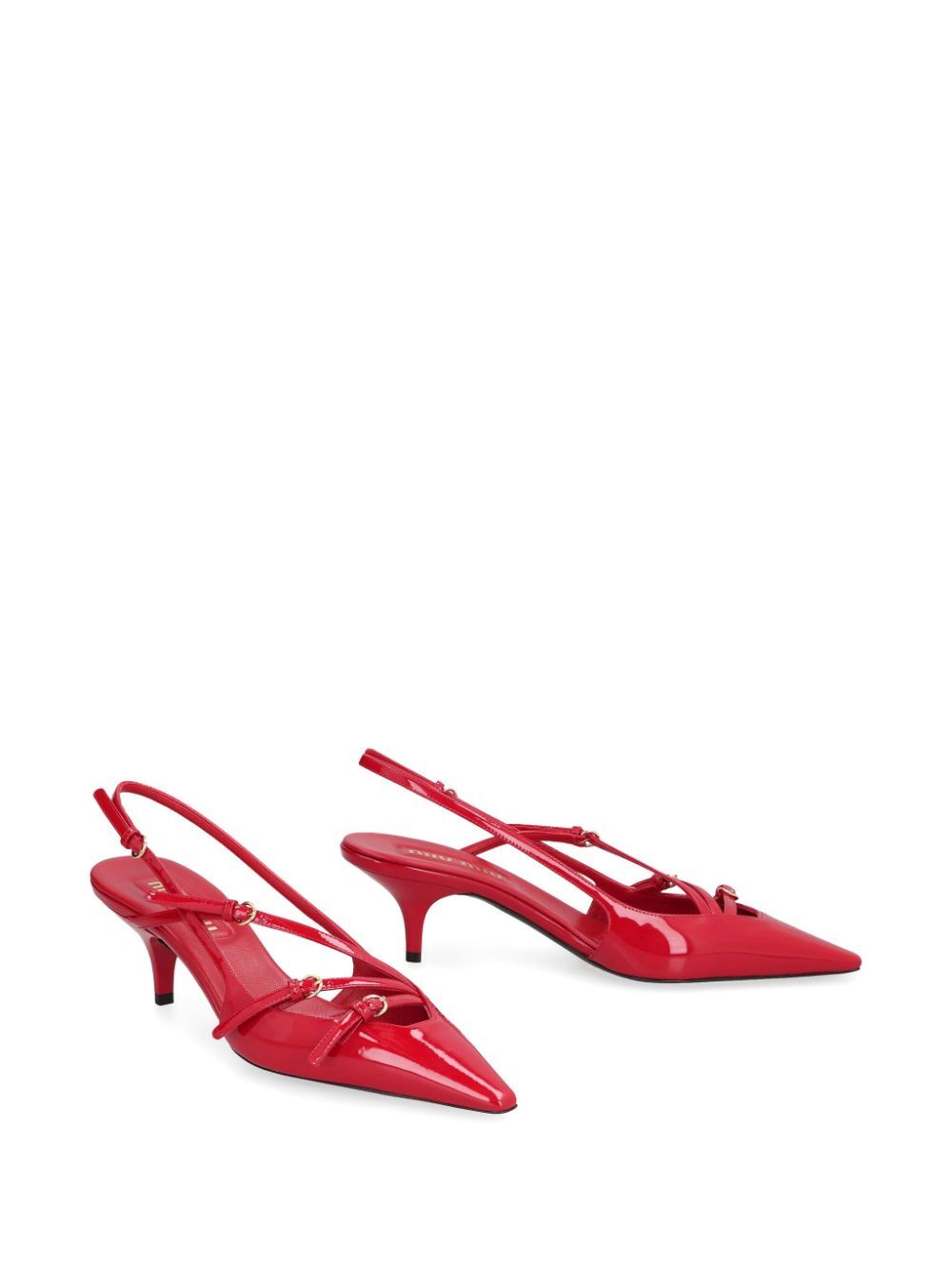 Miu Miu Women Patent Leather Slingbacks With Buckles