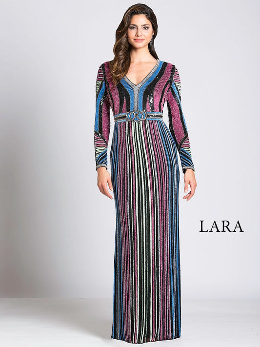 Lara 33541 - Multi Colored Sequin Long Sleeve Dress OUTLET