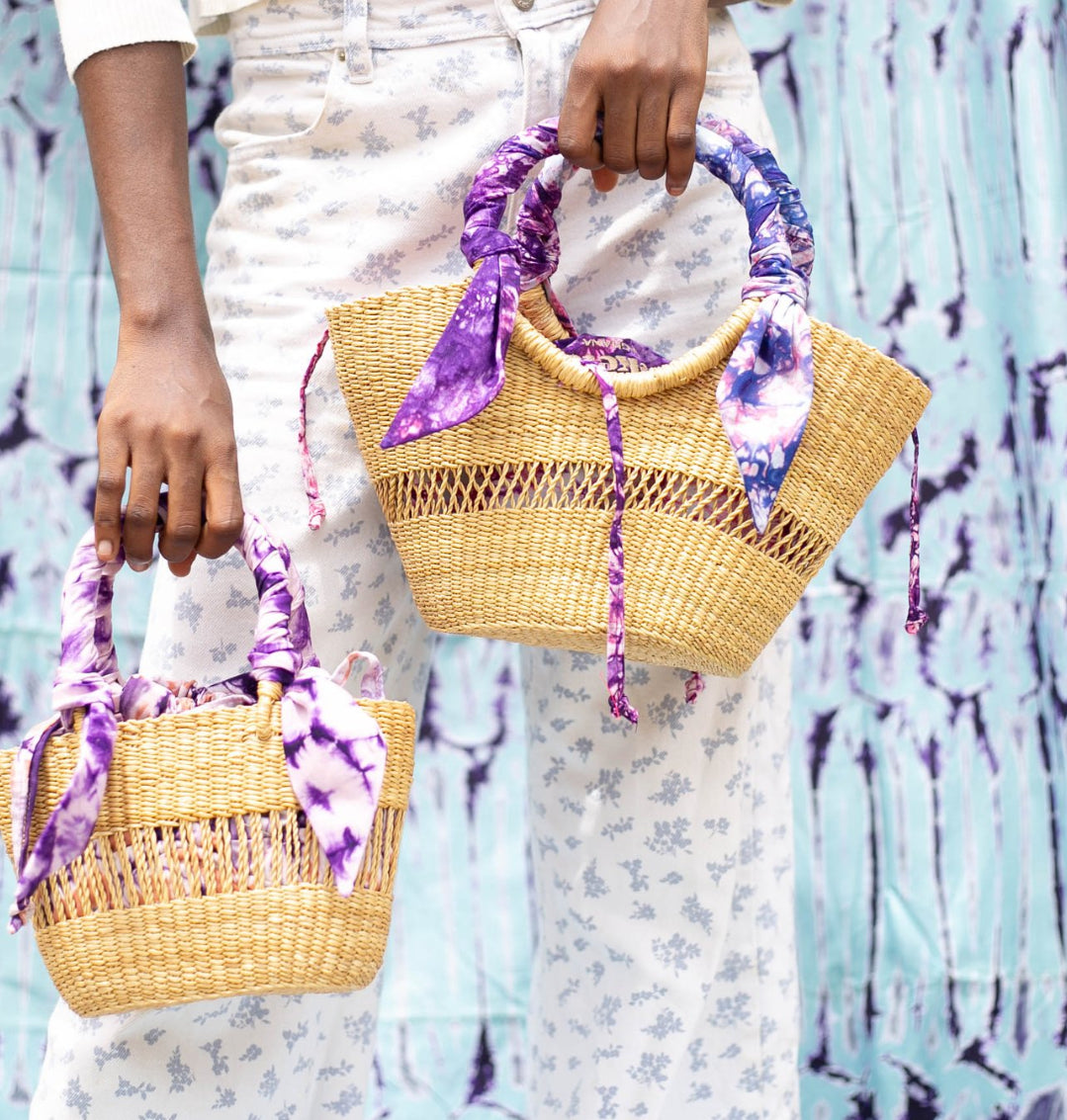 Ayine Bag Mini - Natural w/ Purple and Pale Lining