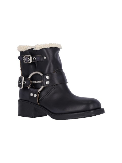 Miu Miu Women Shearling Biker Boots
