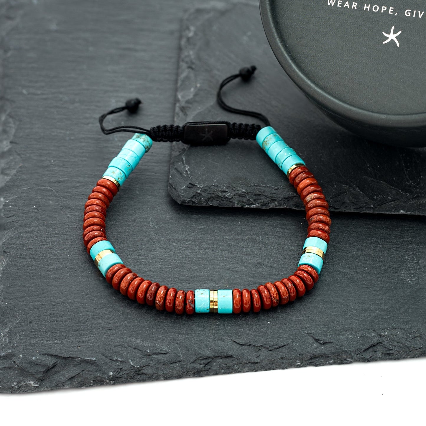 Nomadic Turquoise & Red Jasper Rope Beaded Bracelet