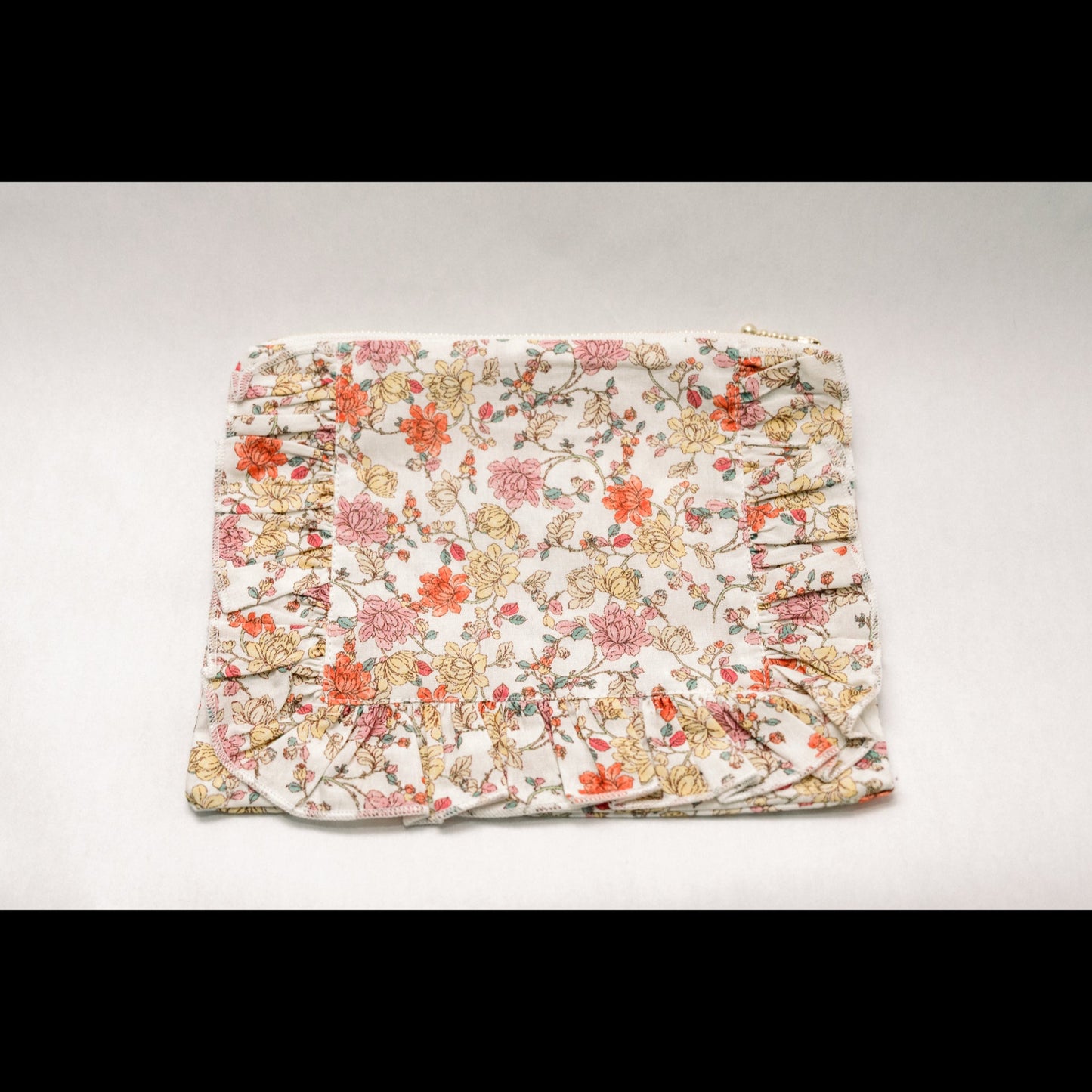 Midsummer Vine | Timeless Floral Ruffle Zipper Pouch