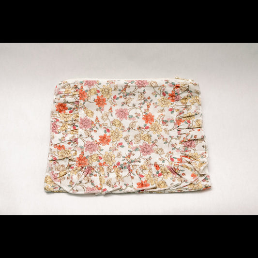 Midsummer Vine | Timeless Floral Ruffle Zipper Pouch