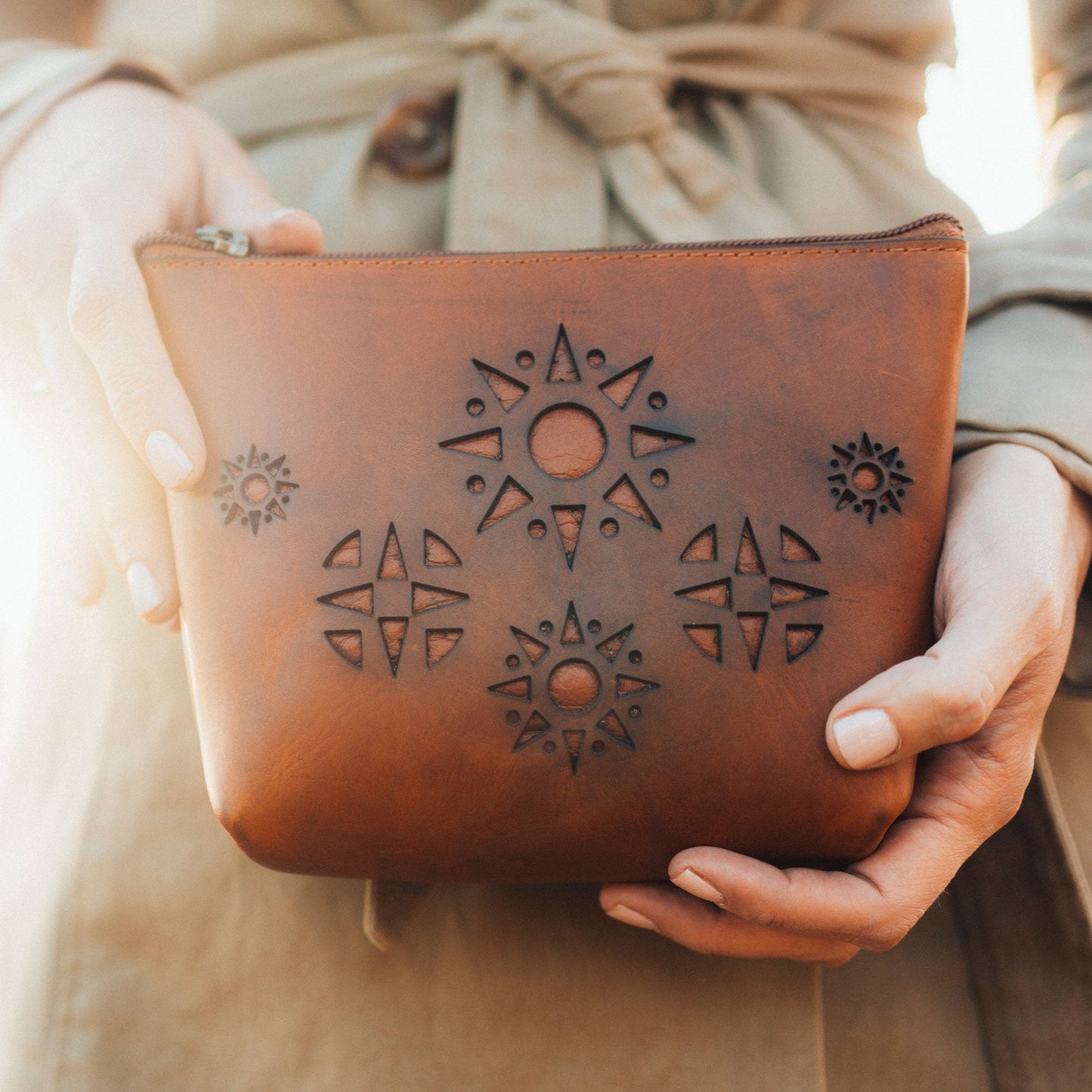 Sunrise Makeup Pouch in Cognac