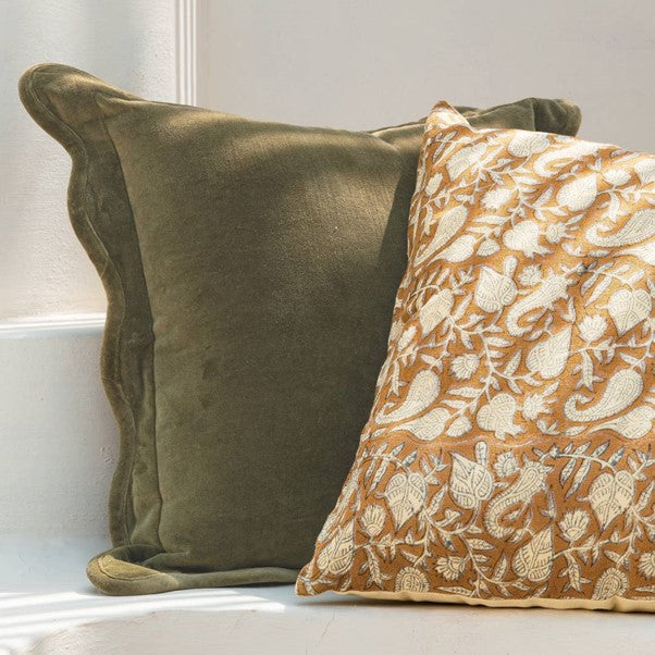 Floral Blockprint Pillow Cover