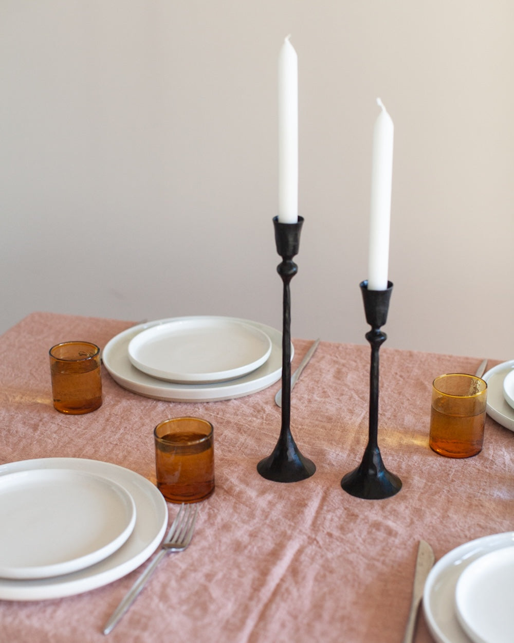 S/2 Gemini Candlesticks - Black Finish