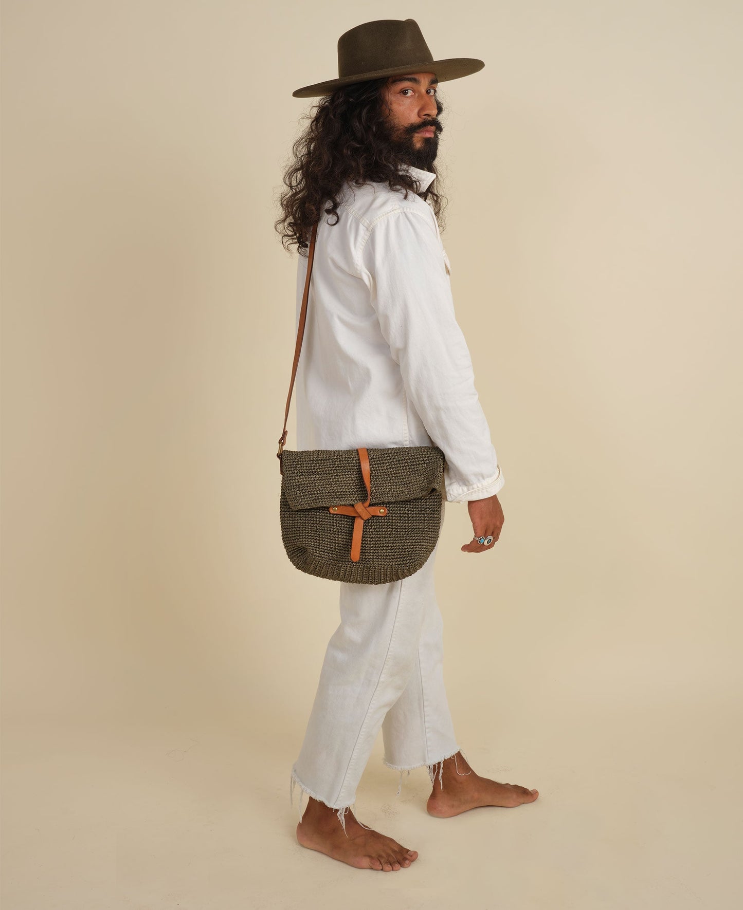 MINGA | Carmen Woven Crossbody Bag | Sage Green