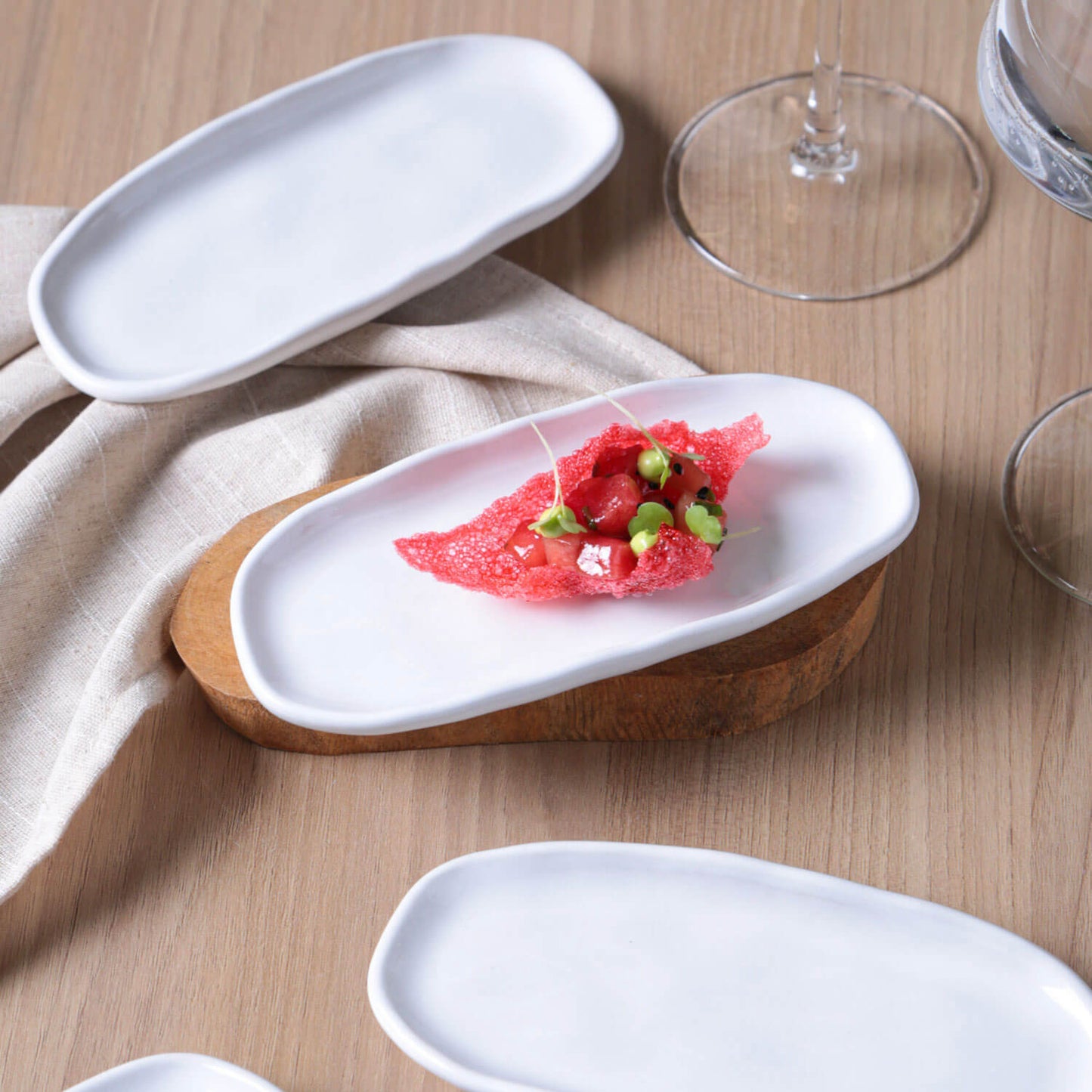 Shallow Organic Oval Platter Mini Set of 4