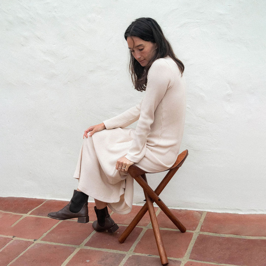 Minga | Leather Stool - Collasable