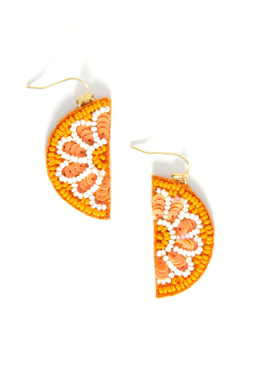 Citrus Fruit Slice Beaded Earrings - Orange or Lime
