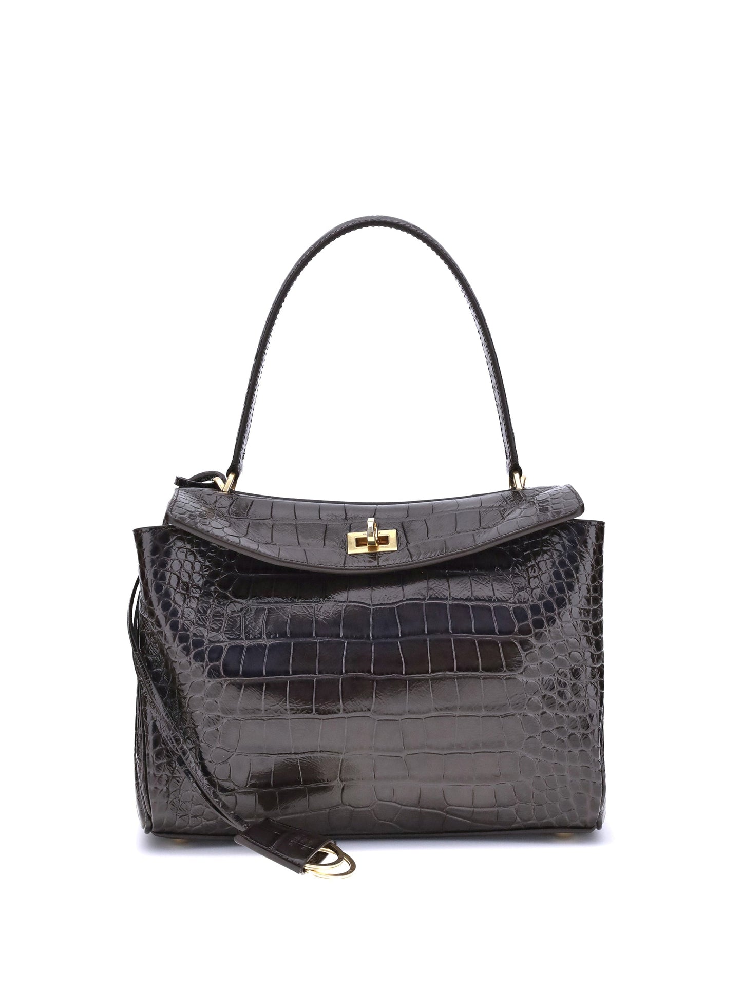 Balenciaga Women Rodeo Shoulder Bag In Crocodile-Print Leather
