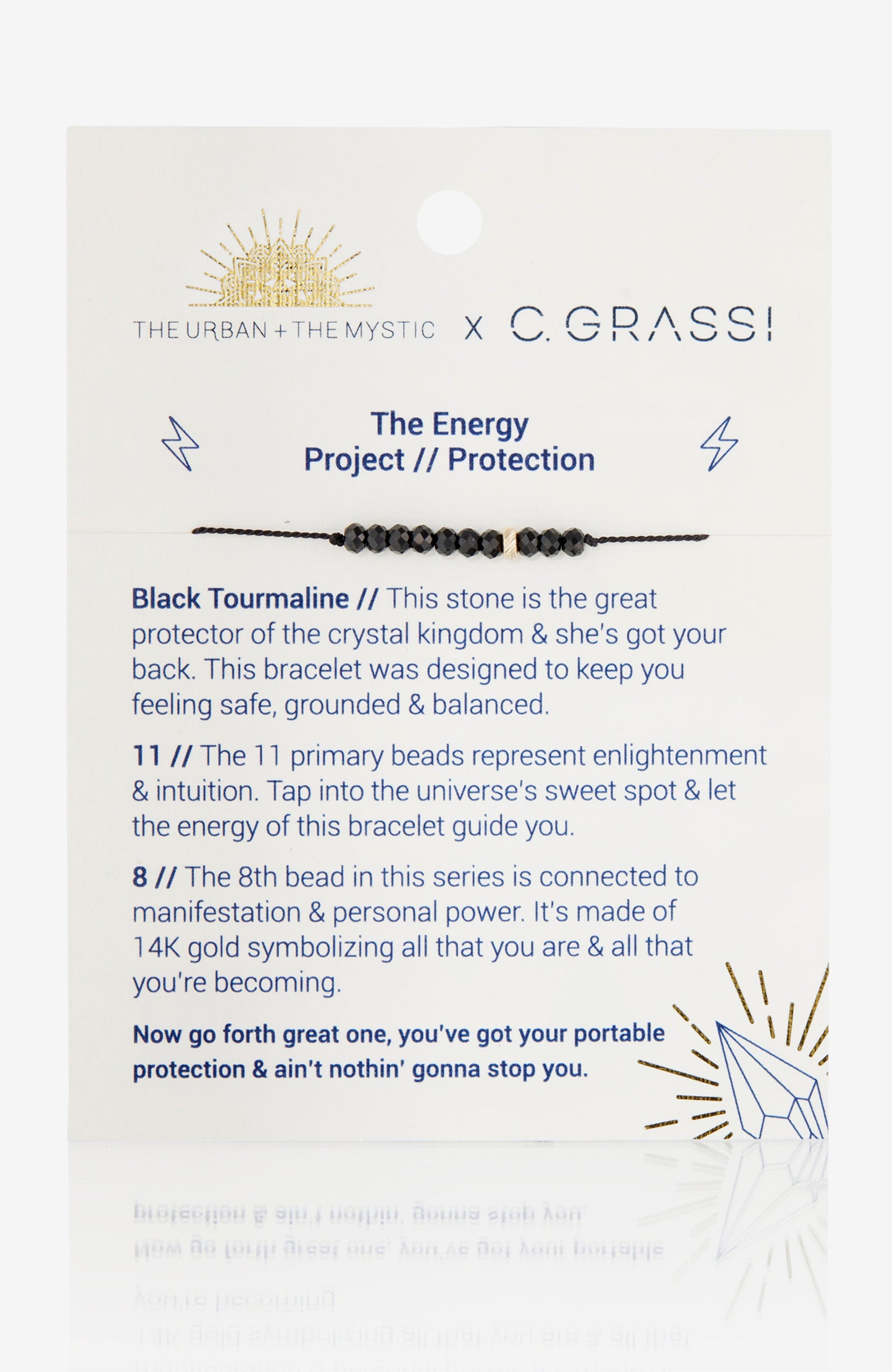 The Energy Project Bracelet – Protection With Black Tourmaline & Solid 14K Gold Bead