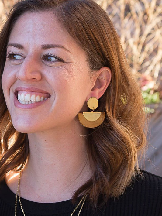 Chord Geometric Wood Studs - Brass