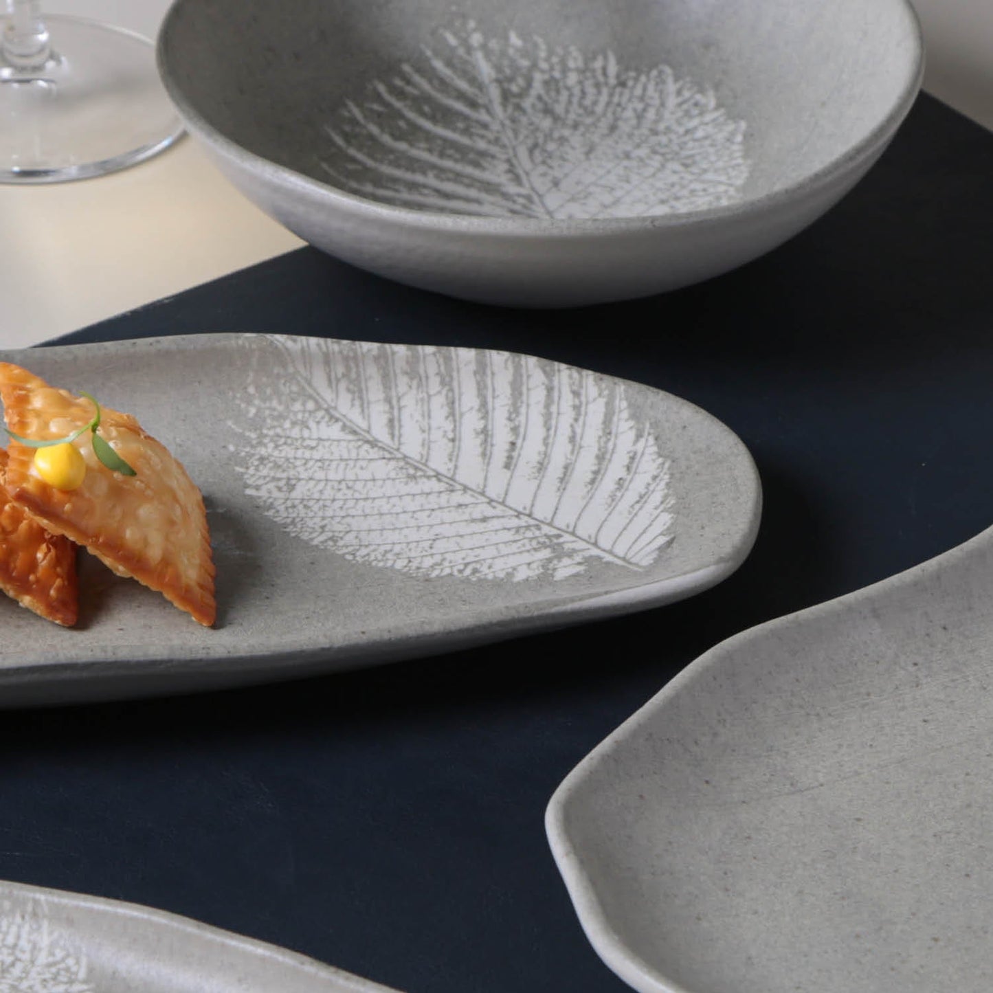 Shallow Organic Oval Platter Large Set of 4