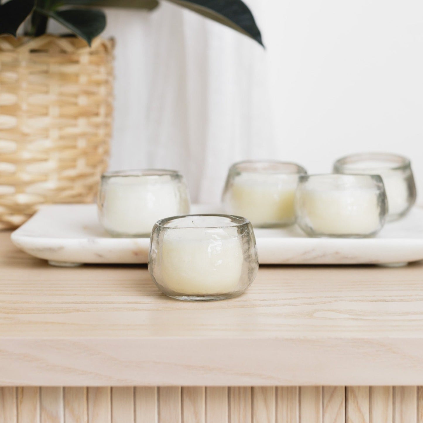 Pebbled Filled Mini-Votive Candles - Set of 6