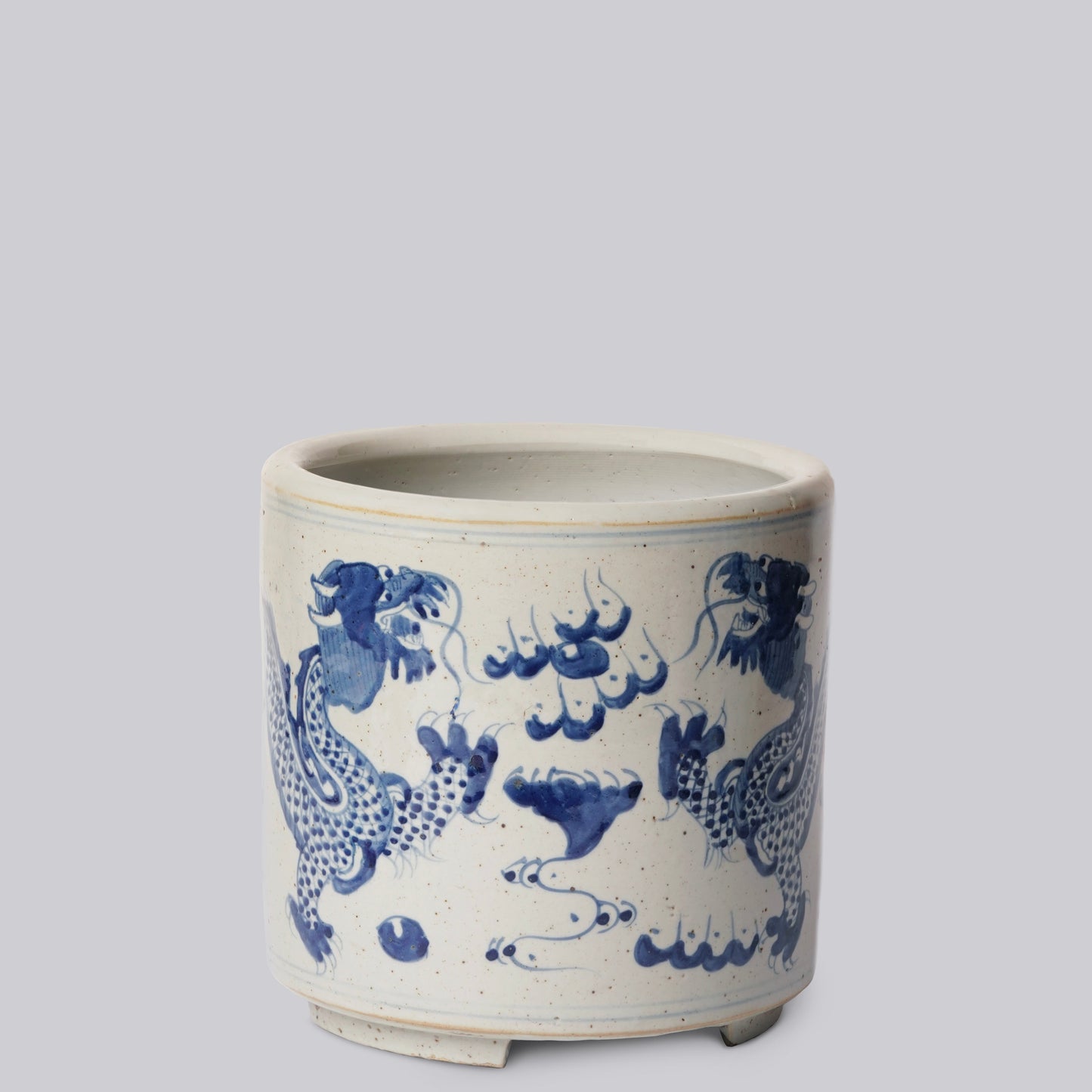 Blue and White Porcelain Dragon Footed Cachepot