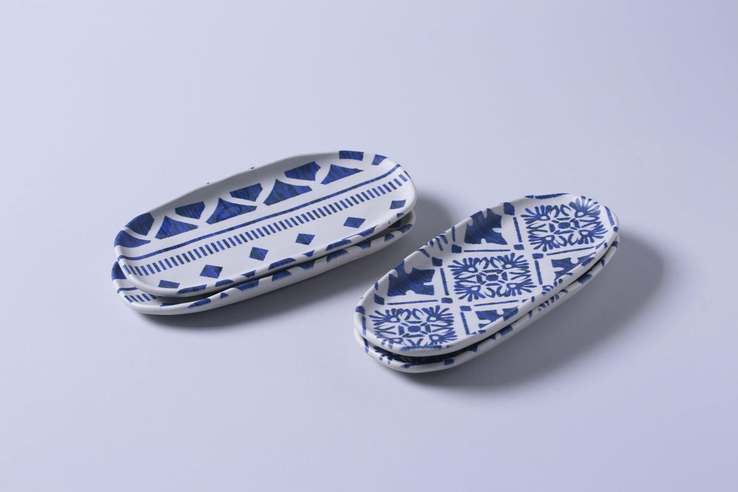 Shallow Organic Oval Platter Small Set of 4