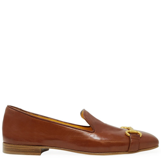 Cognac Leather  Square Toe Loafer