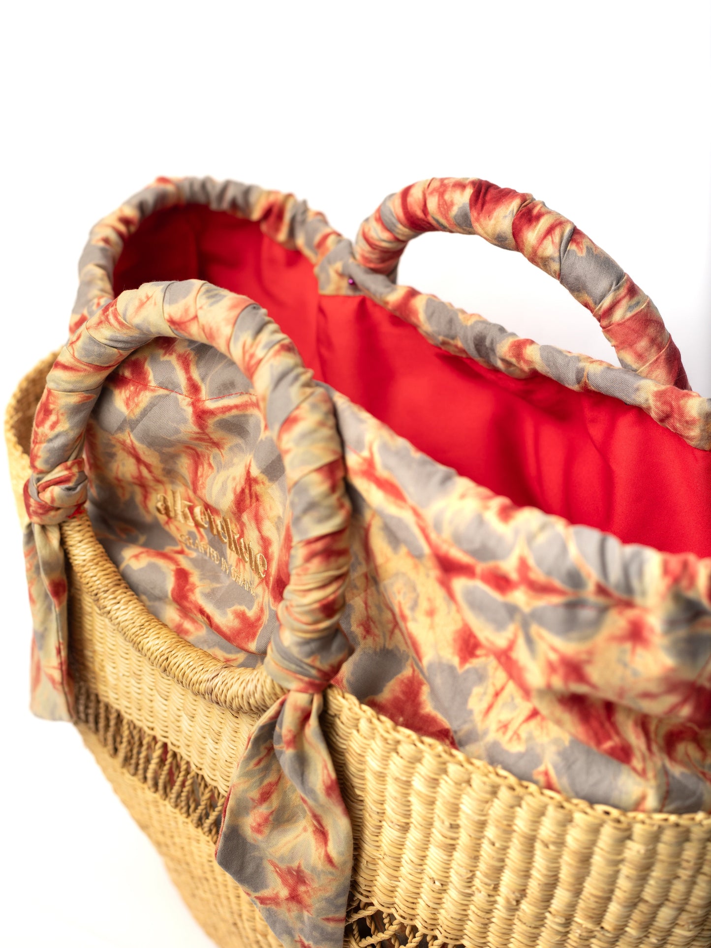 Butterfly Bag Medium - Natural w/ Light Grey and Red Lining