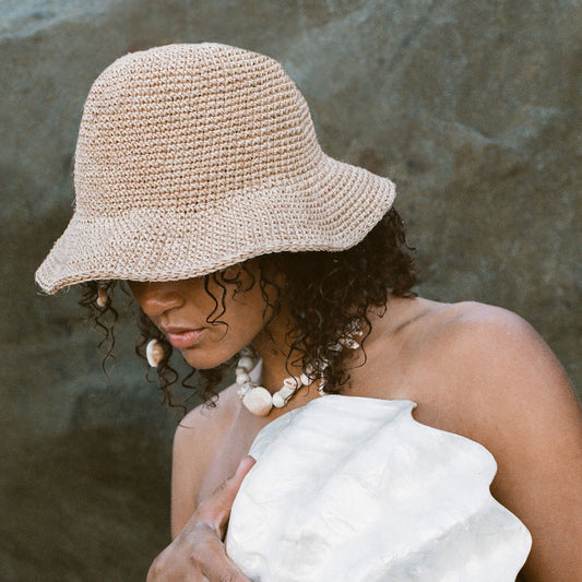 Summer Bucket Hat - Crocheted Natural