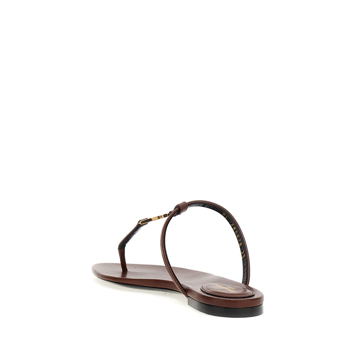 Saint Laurent Cassandra Leather Flat Sandals Women