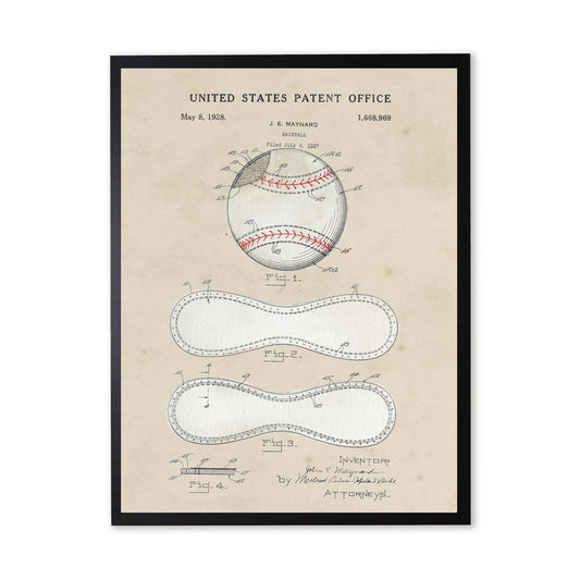 Baseball Patent in Black Frame