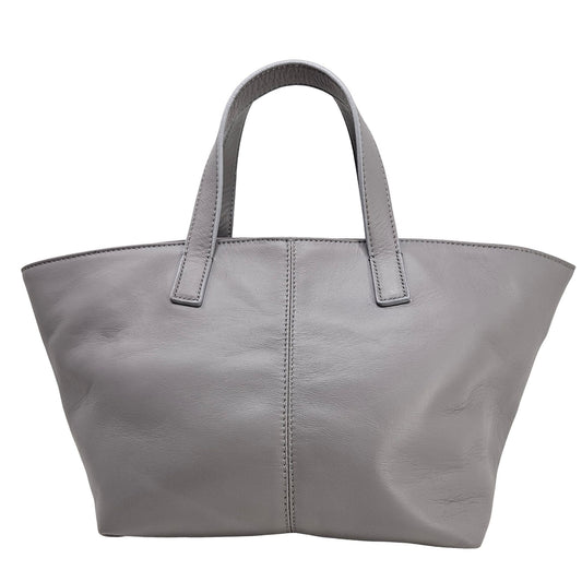 Madison Maison x Joan Hornig Light Grey Leather Lock Tote Bag