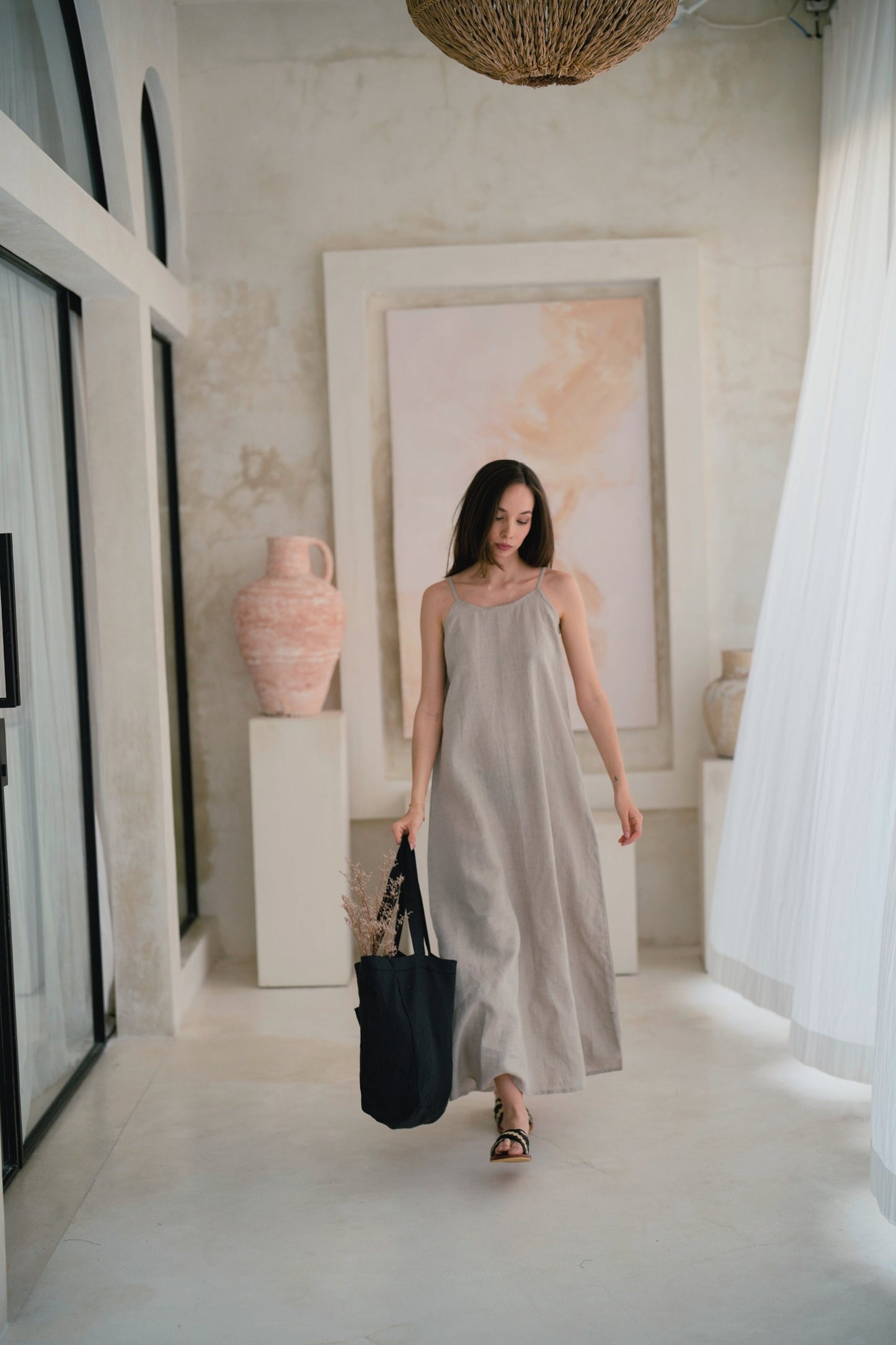 Maya Linen Dress in Natural