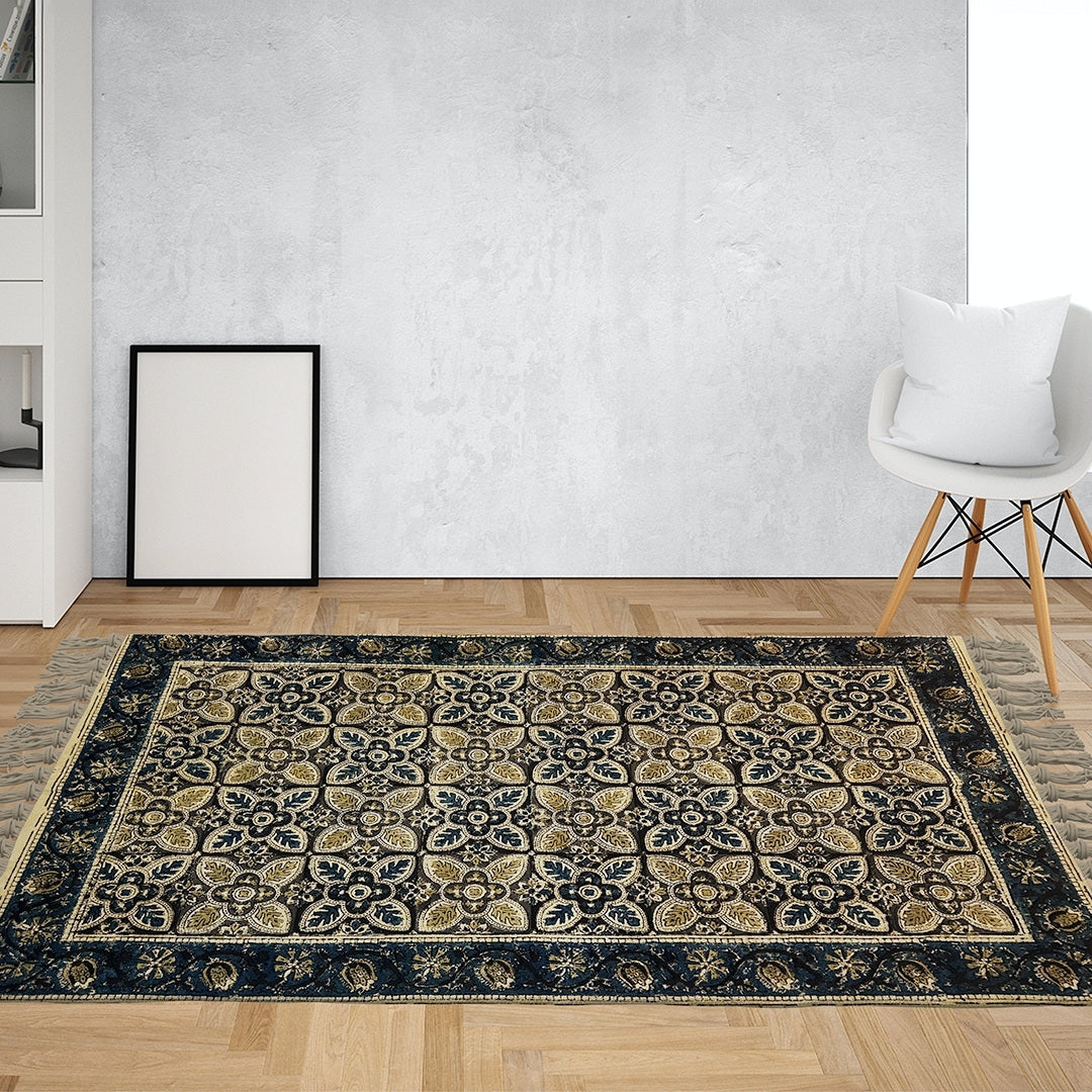 Kalamkari Handprinted Rug (36" x 60")