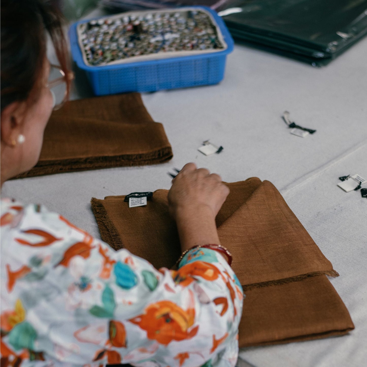 Coco Brown Hand Woven Linen Silk Blend Scarf