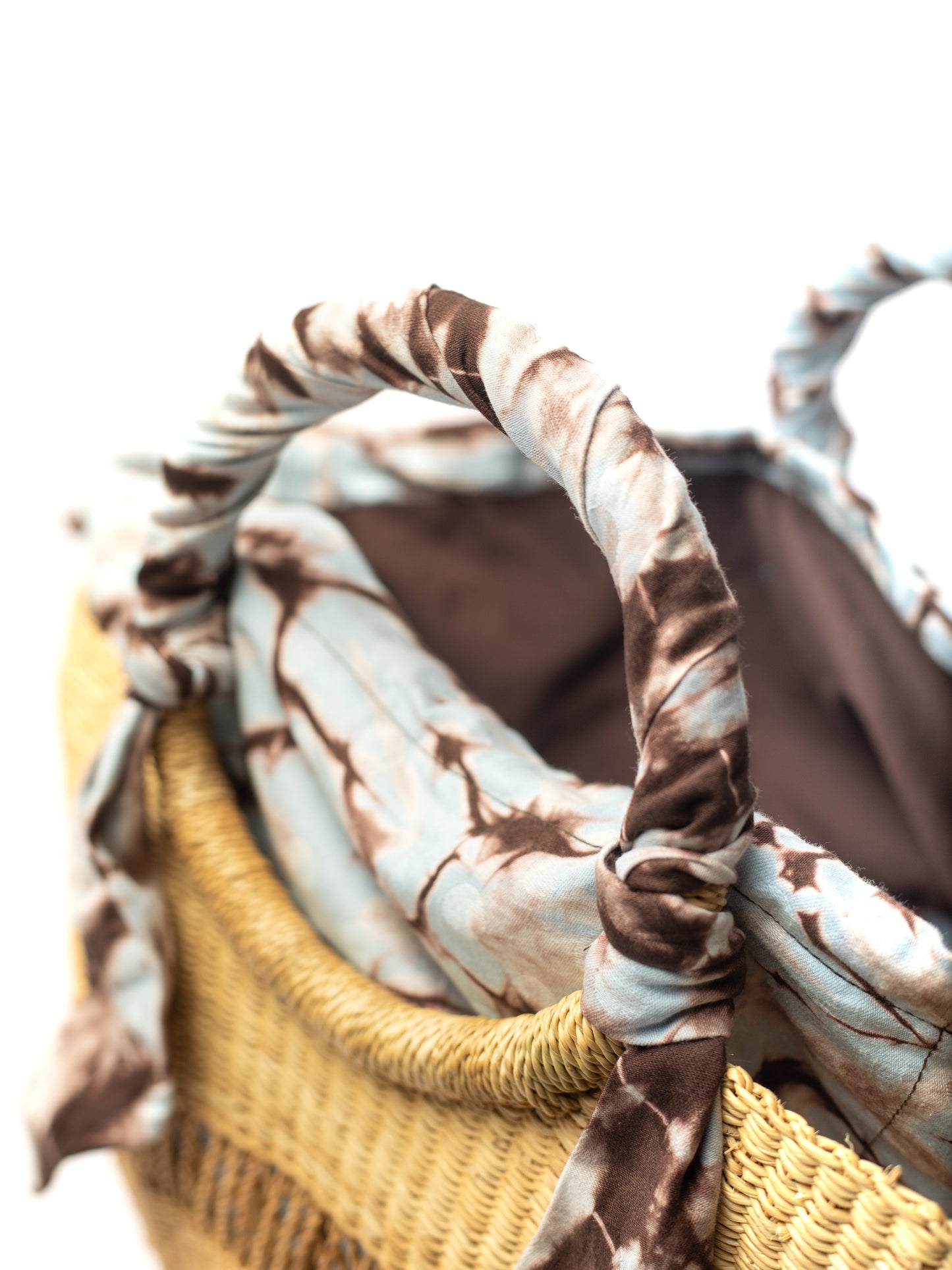 Butterfly Bag Medium - Naturel w/ Light Blue, White and Brown Lining