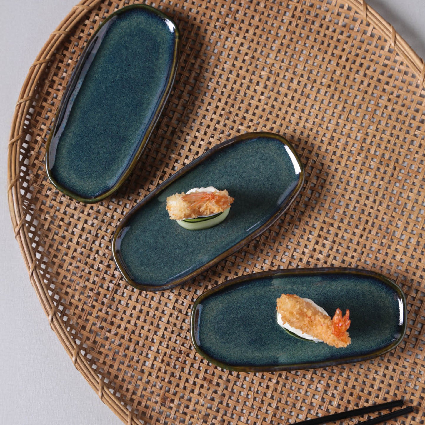 Shallow Organic Oval Platter Mini Set of 4