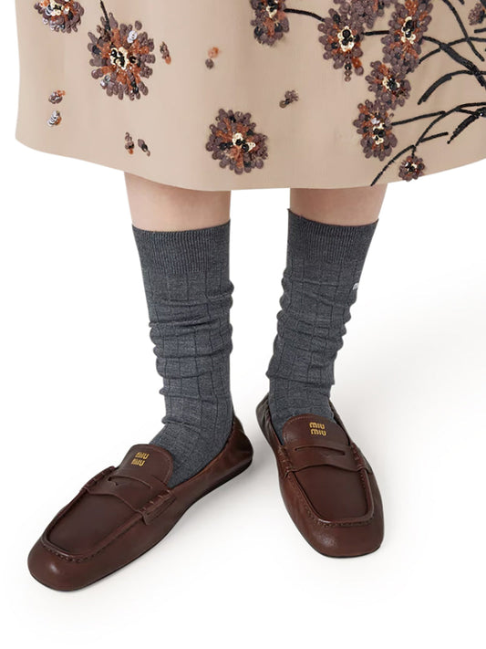 Miu Miu Women Nappa Leather Ruffled Loafers