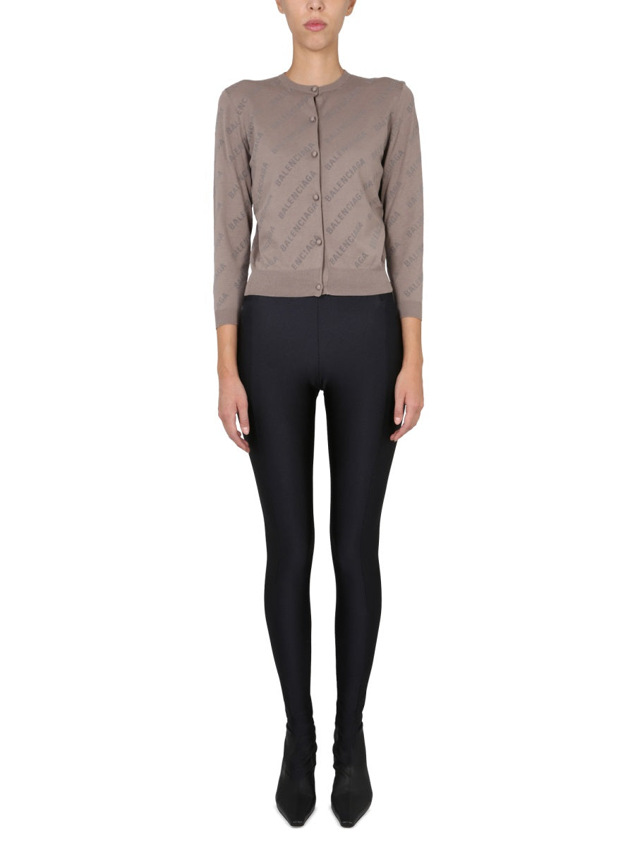 Balenciaga Women Allover Logo Cropped Cardigan