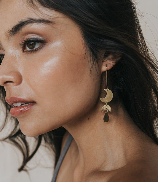Rajani Moon Phase Drop Earrings