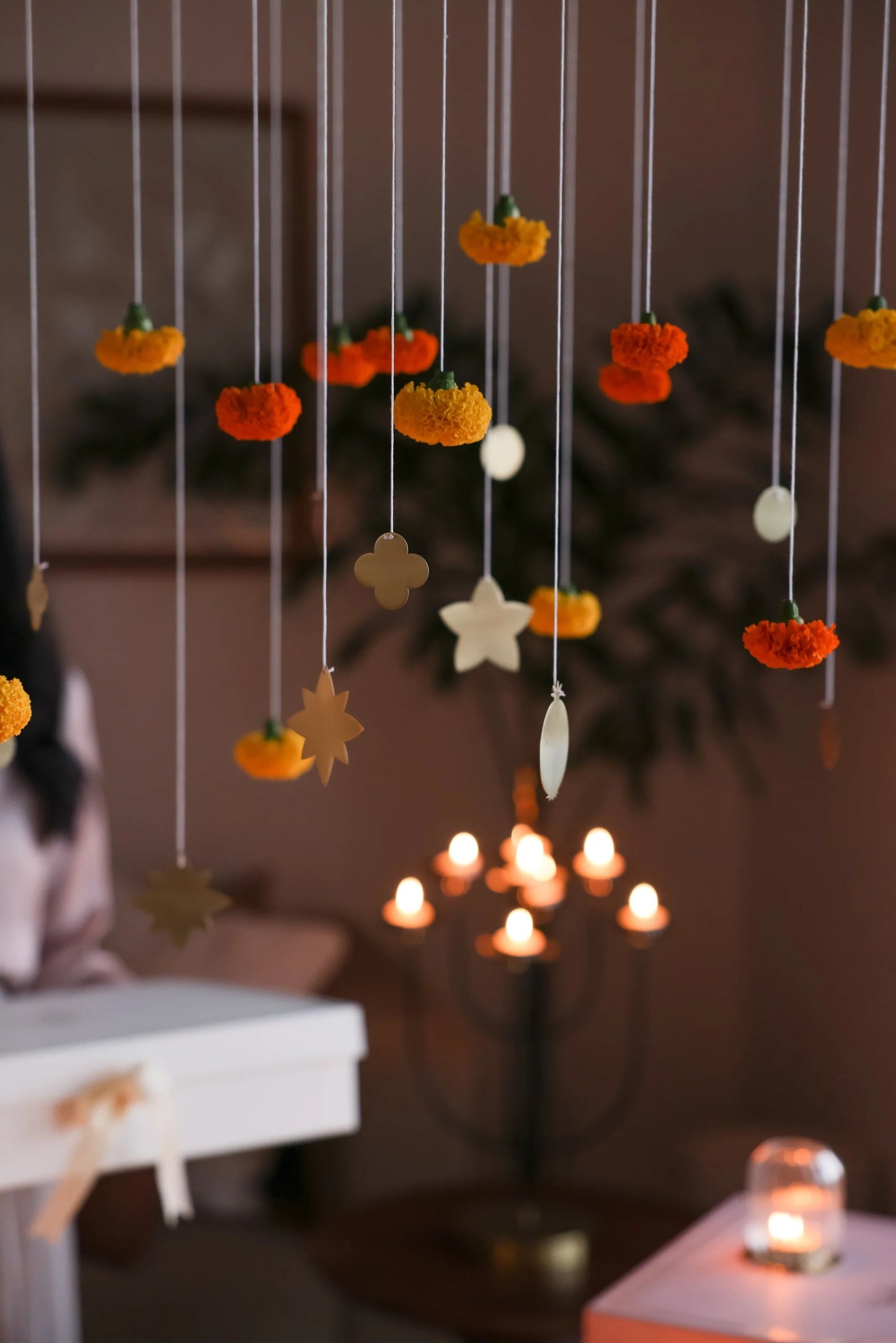 Foliage Brass Ornaments, Set of 7