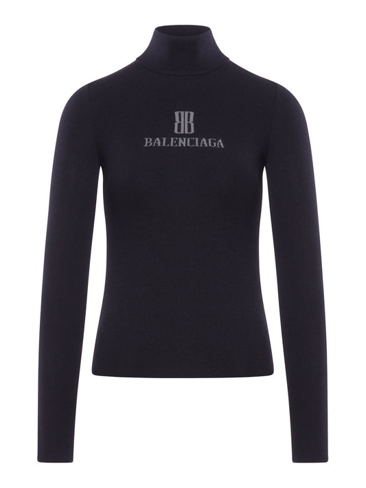 Balenciaga Women Viscose Nano Bb High Neck Sweater