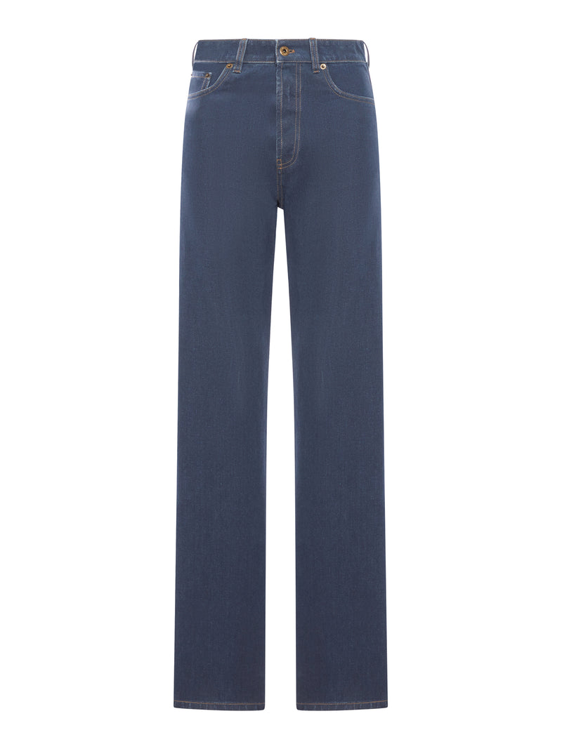 Miu Miu Women Wide Leg Pants With Embroidered Logo