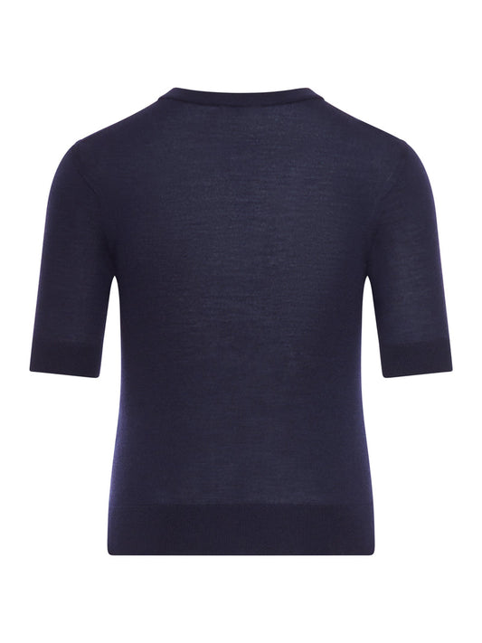 Celine Women Triomphe Crew Neck Sweater In Fine Wool