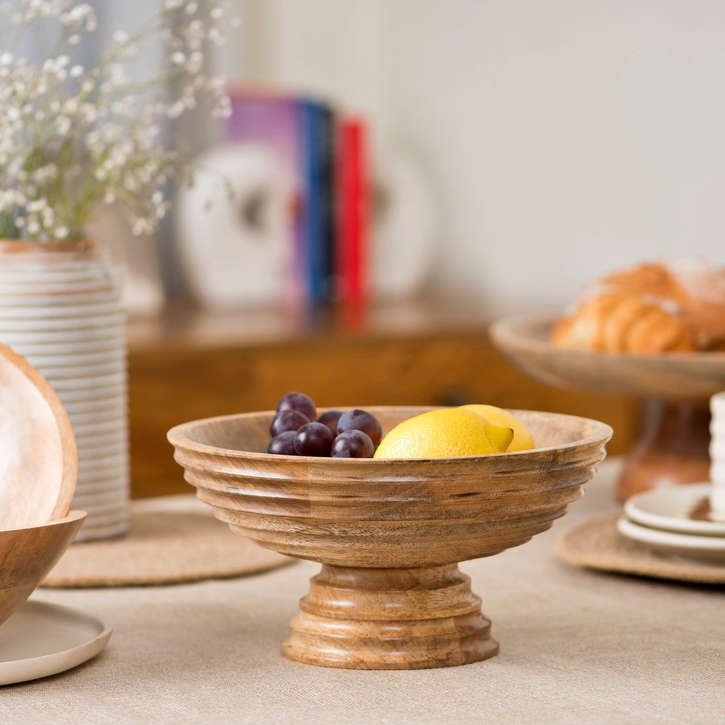 Aranya Mangowood Pedestal Fruit Bowls