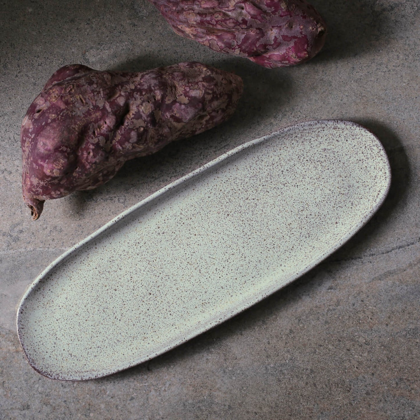 Shallow Organic Oval Platter Large Set of 4