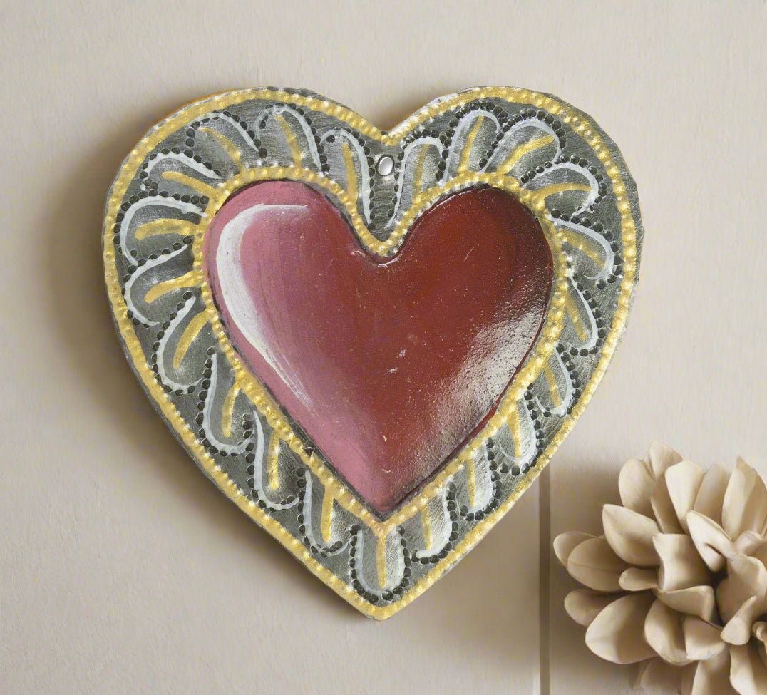 Red Painted Heart Ornament