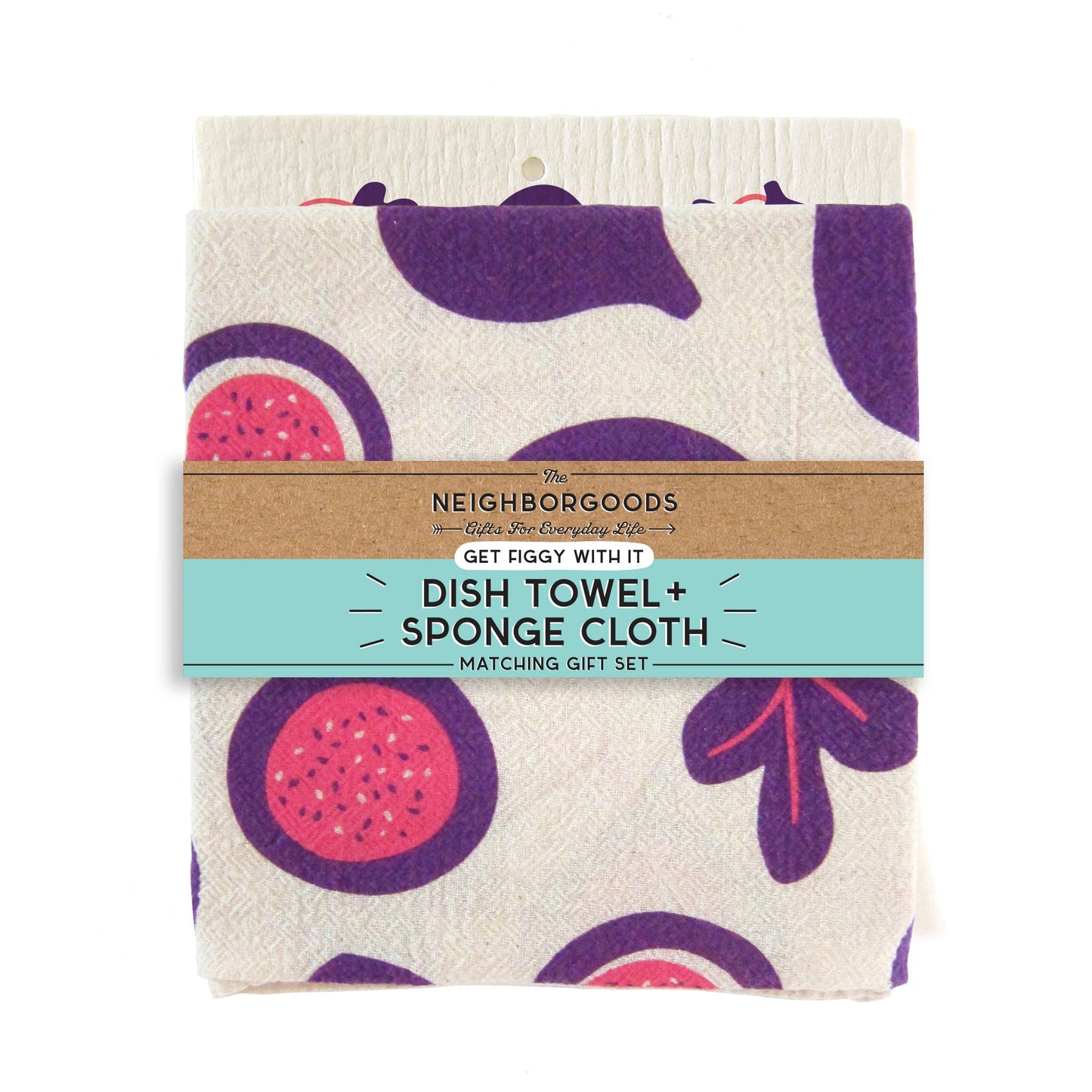 Fig Dish Towel + Sponge Cloth Gift Set