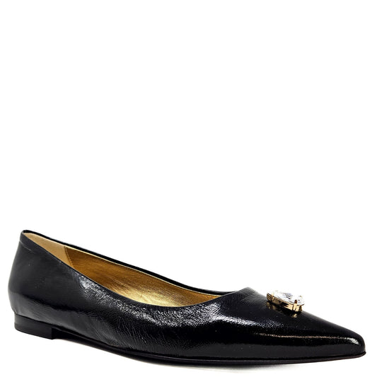 Maira Black Pointy Ballet With Jewel
