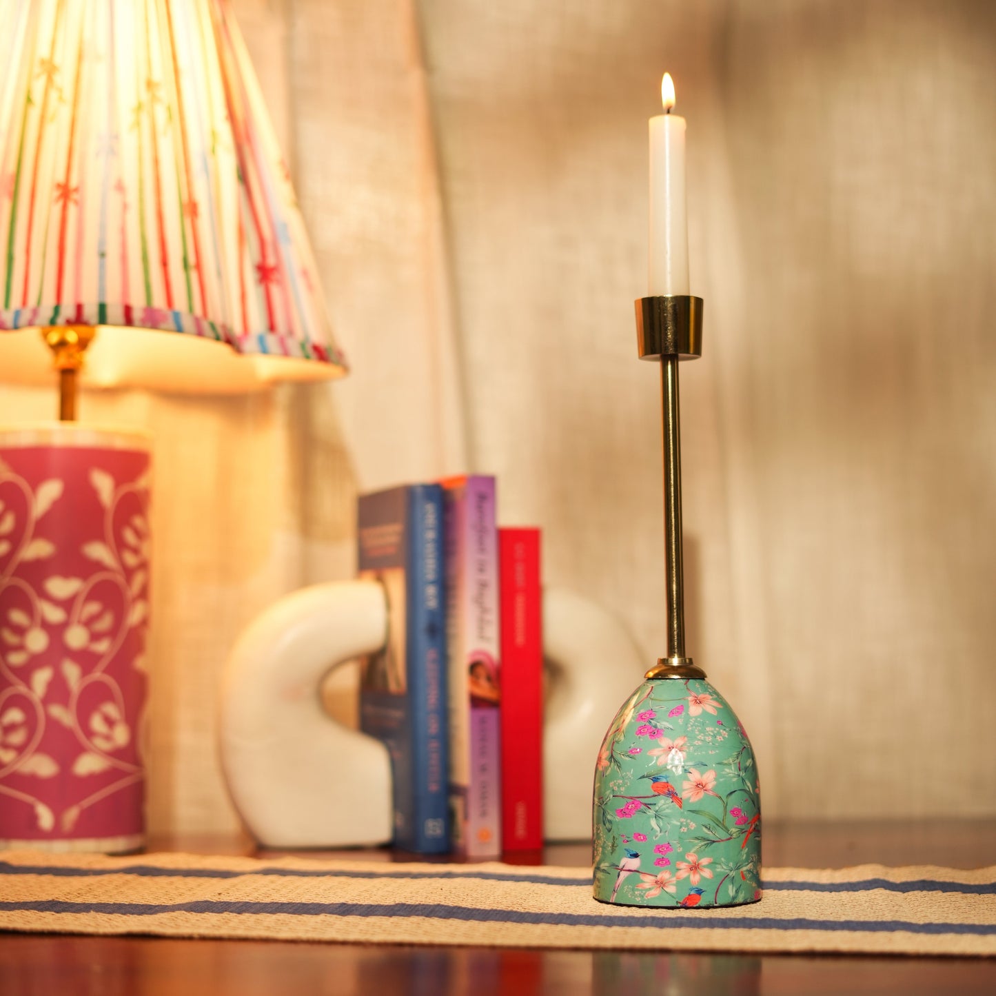 Aqua Flora Tapered Candleholders