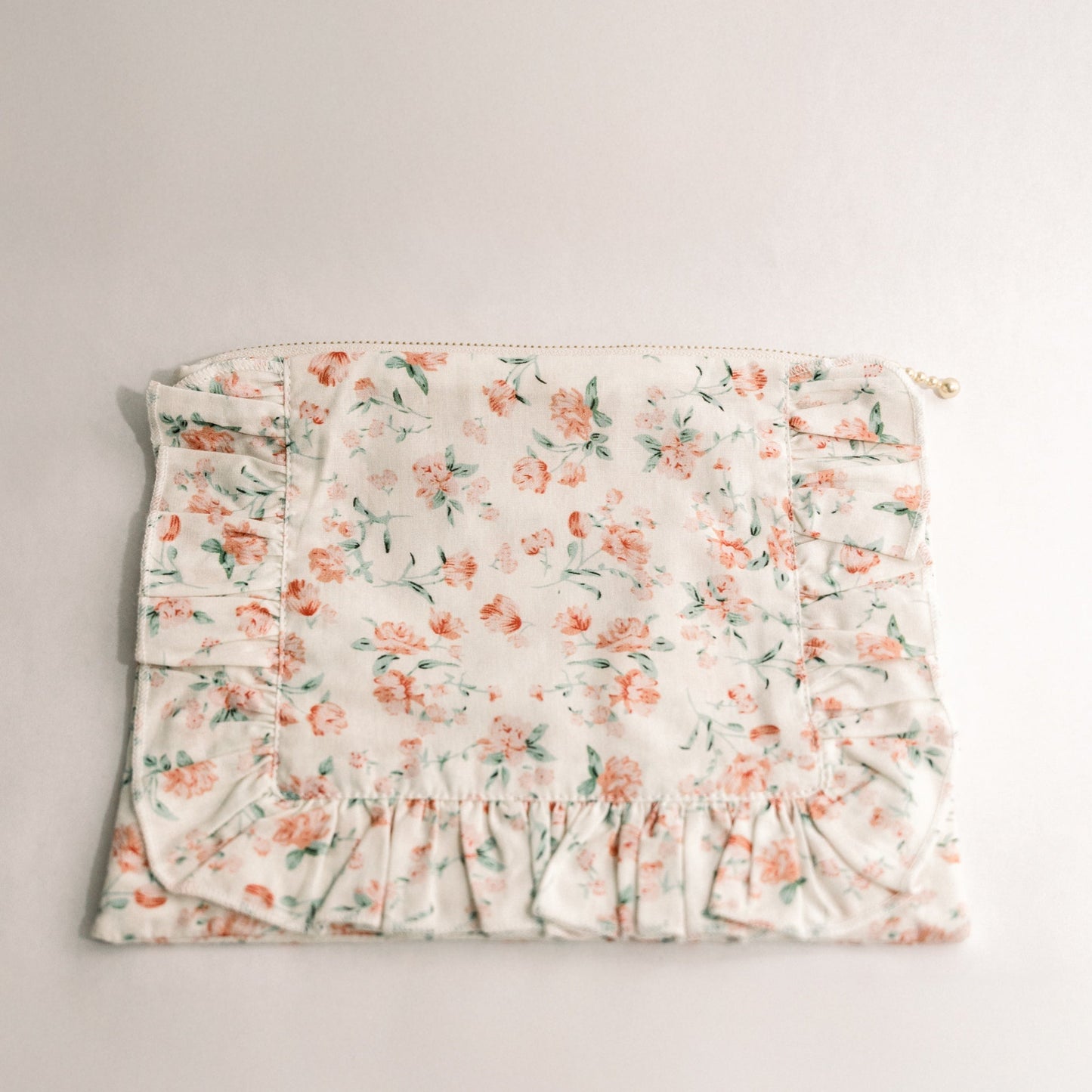 Sorrento Bloom | Timeless Floral Ruffle Zipper Pouch