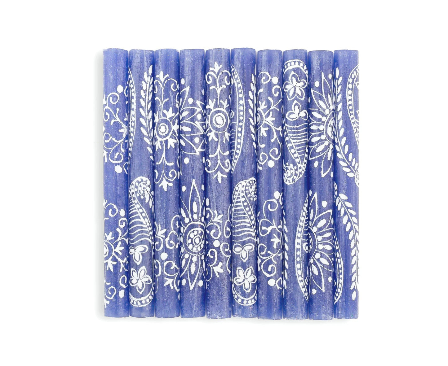 Henna White on Blue Painted Candles