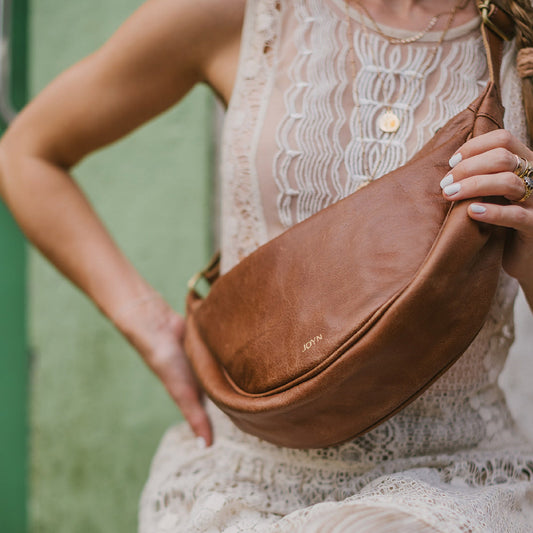 Leather Moon Sling Bag - Vintage Brown