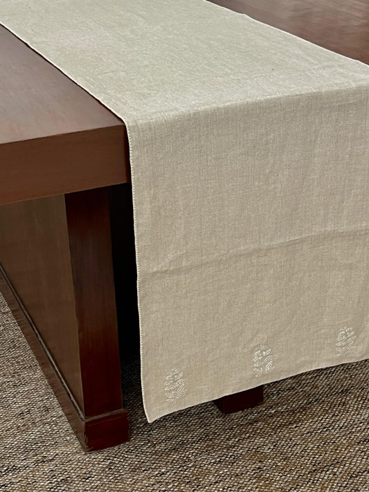 Linen Hand Embroidered Runner